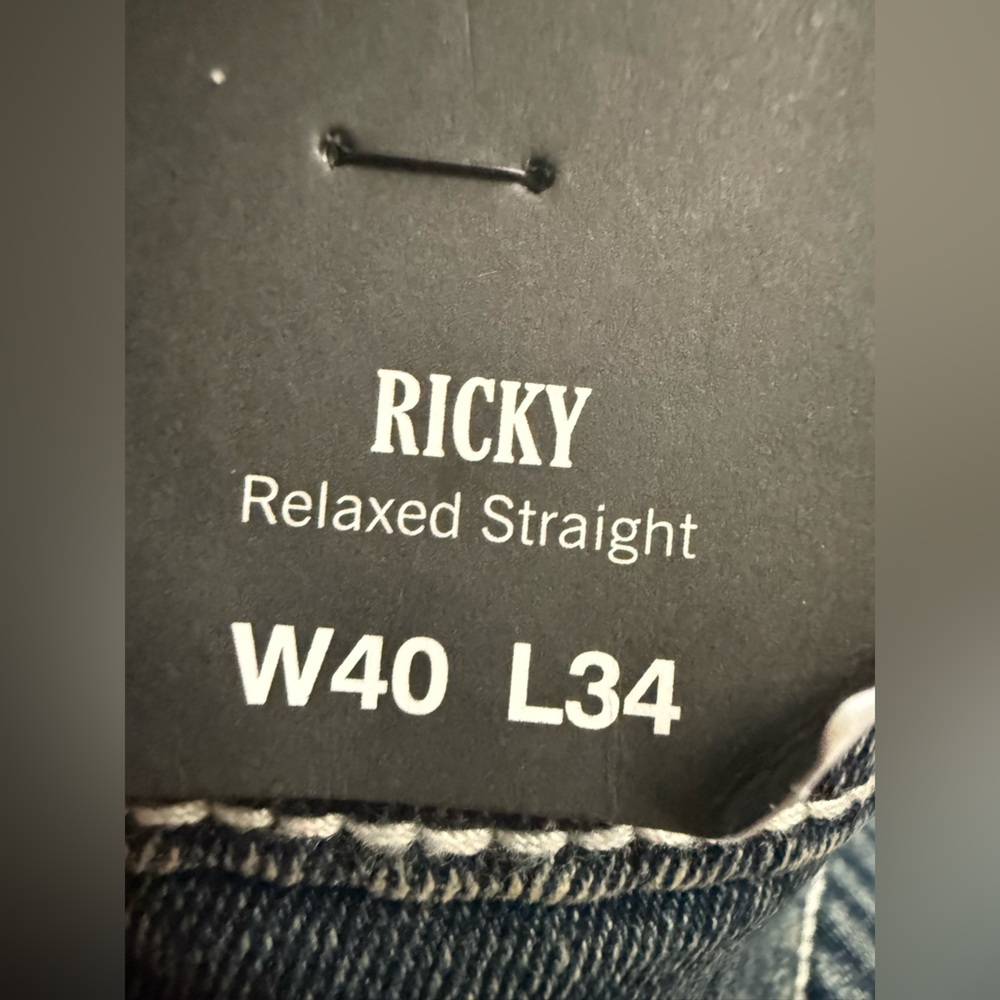 TRUE RELIGION RICKY BIG T FLAP STRAIGHT DARK SMOKY WASH MENS SIZE 40X34~NWT - Picture 9 of 10